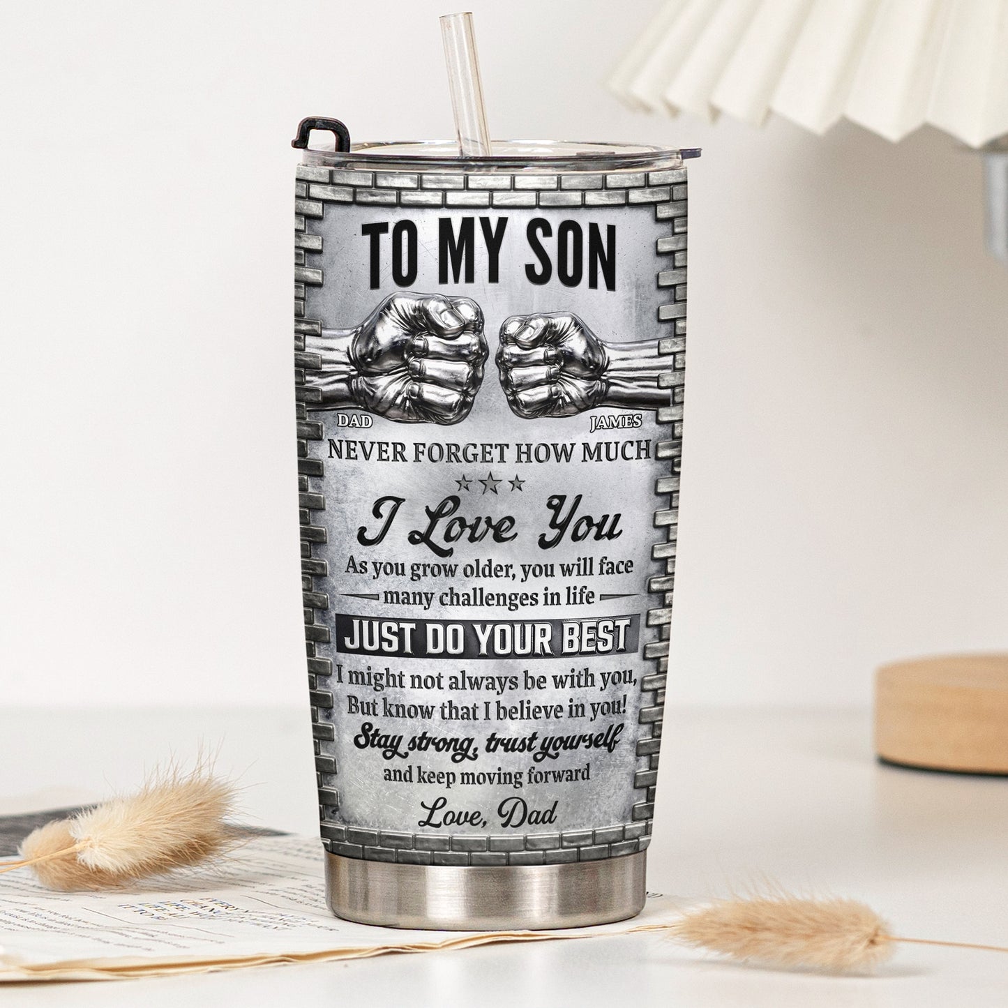 To-My-Son-Stay-Strong,-Trust-Yourself-From-Dad,-Mom-Personalized-Tumbler-3