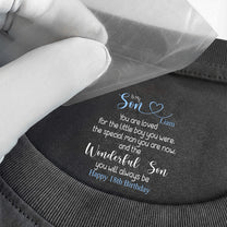 To-My-Son-You-Are-Loved-Wonderful-Son-Gift-For-Him-Personalized-Shirt-3