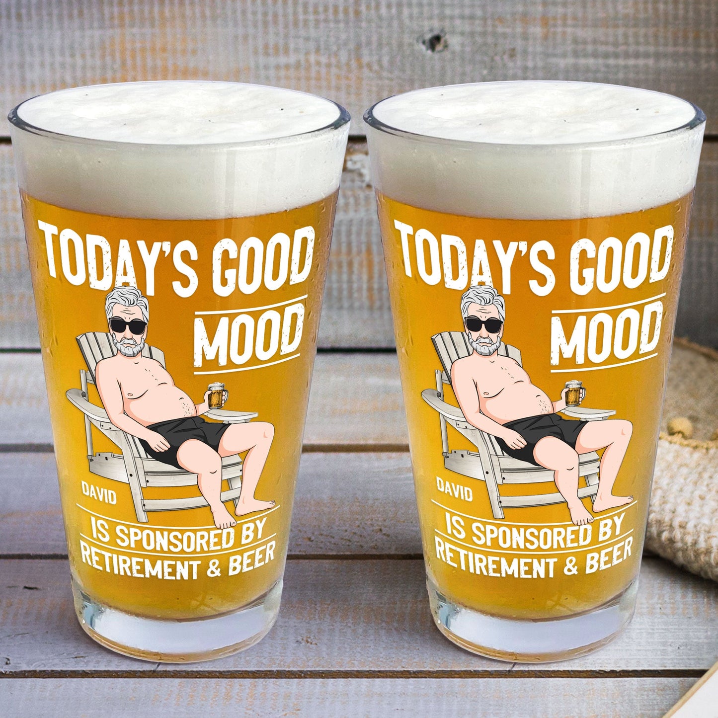 Today's Good Mood Is Sponsored By Retirement & Beer - Personalized Beer Glass