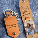Together Forever - Personalized Leather Photo Keychain