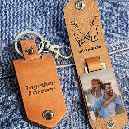 Together Forever - Personalized Leather Photo Keychain