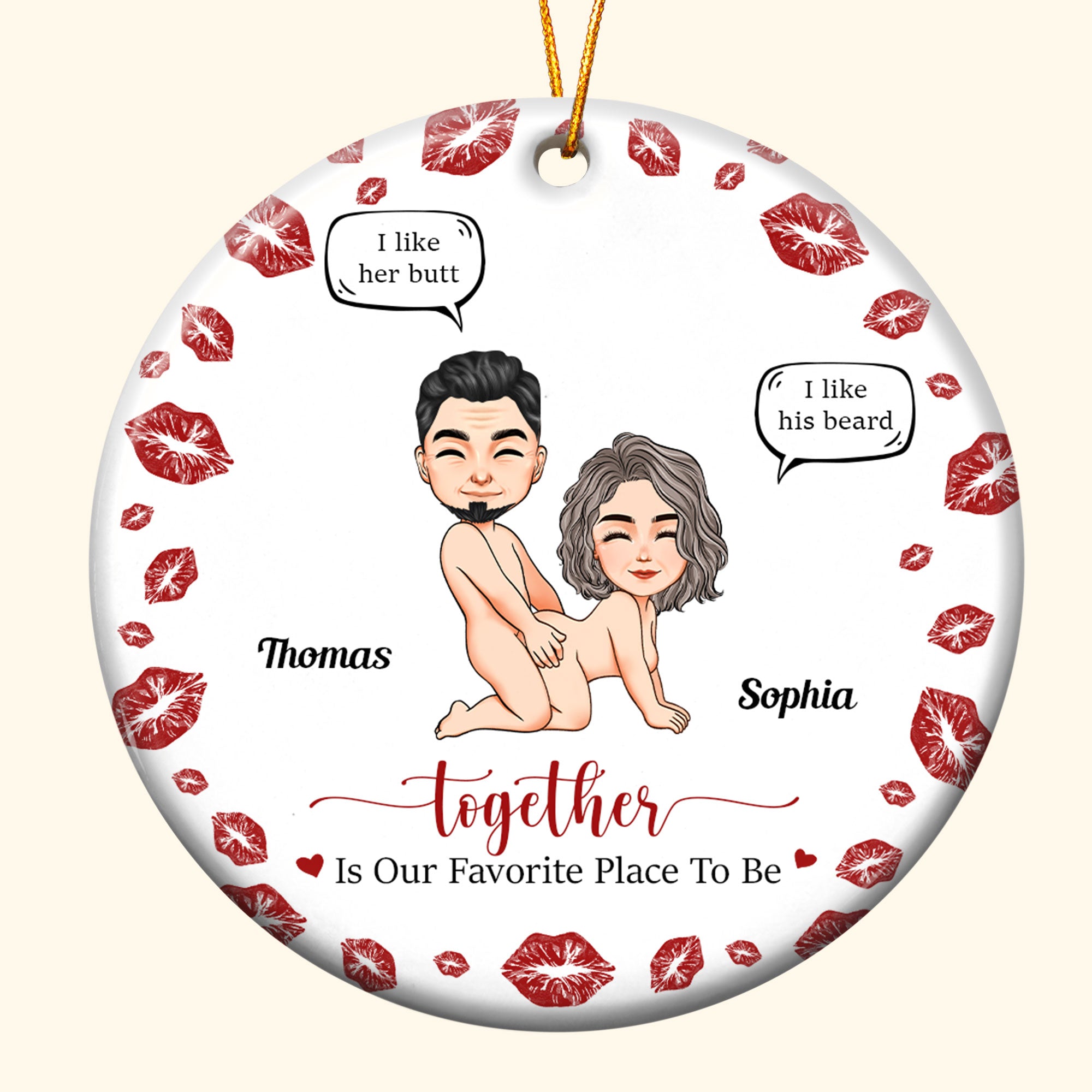 Together Is Our Favorite Place To Be Naughty Couple - Personalized Ceramic Ornament