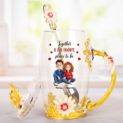 Together Is Our Favorite Place To Be - Personalized Enamel Flower Tea Cup