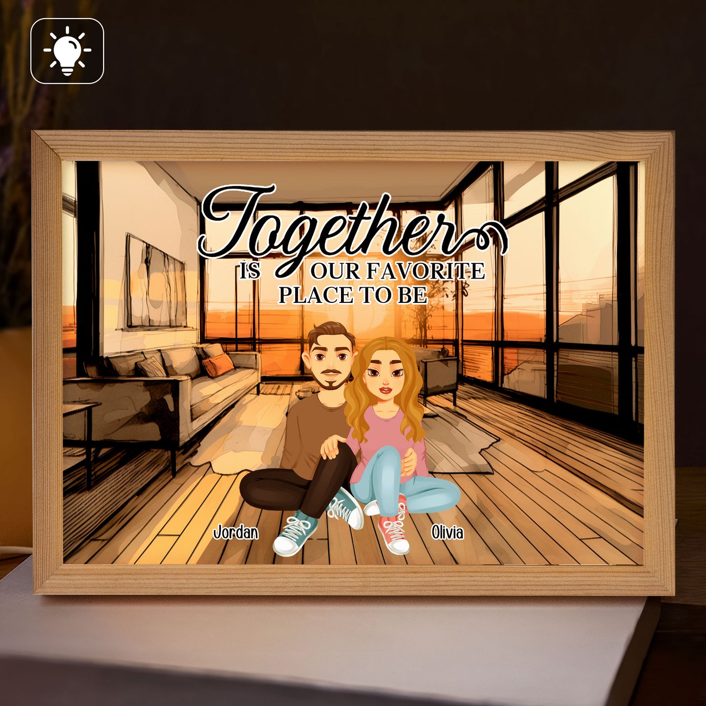 Together Is Our Favorite Place To Be - Personalized Light Up Picture Frame