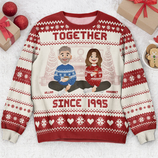 Together Since Couple Christmas Ugly Sweater New Version - Personalized Ugly Sweater