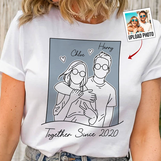 Together Since Couple Line Art - Personalized Shirt