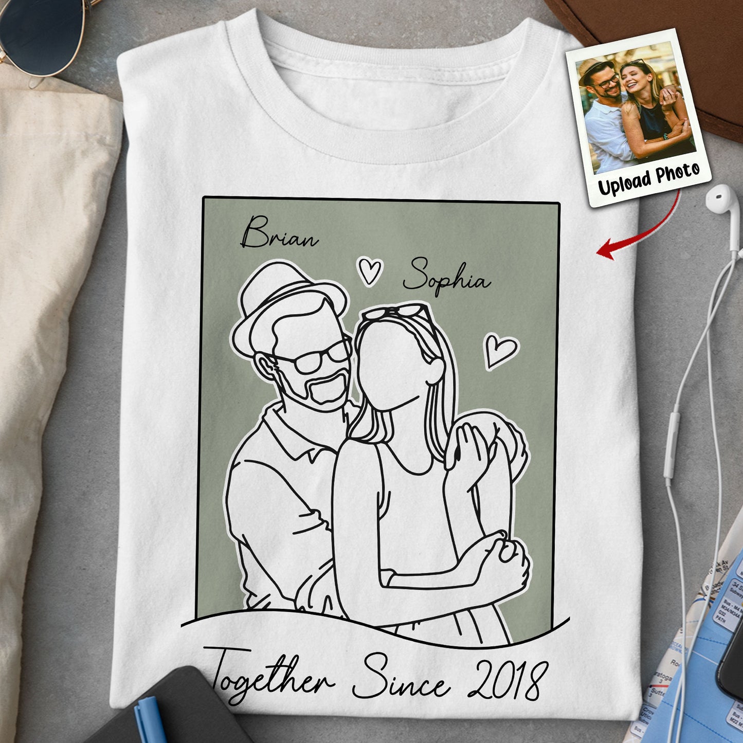 Together Since Couple Line Art - Personalized Shirt