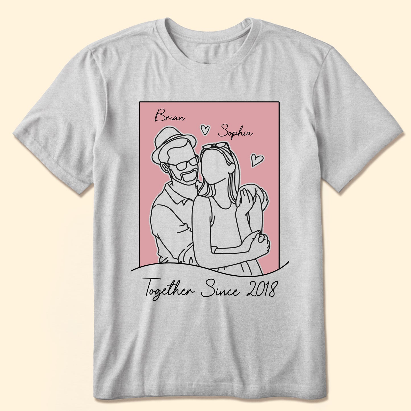Together Since Couple Line Art - Personalized Shirt