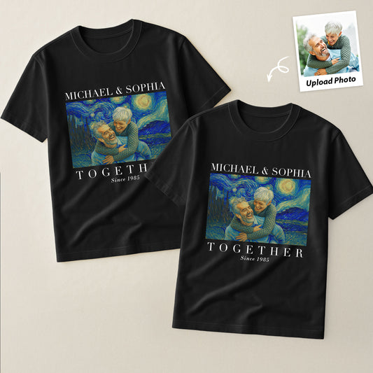 Together Since Couple Shirts Van Gogh Art - Personalized Photo Couple Matching Shirts