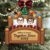Together Since Couples - Personalized Custom Shaped Wooden Ornament With Bow