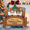Together Since Couples - Personalized Custom Shaped Wooden Ornament With Bow