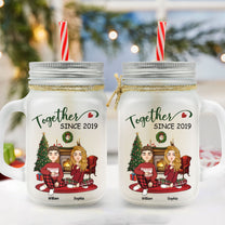 Together Since Couples - Personalized Mason Jar Cup With Straw