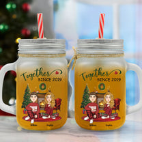 Together Since Couples - Personalized Mason Jar Cup With Straw