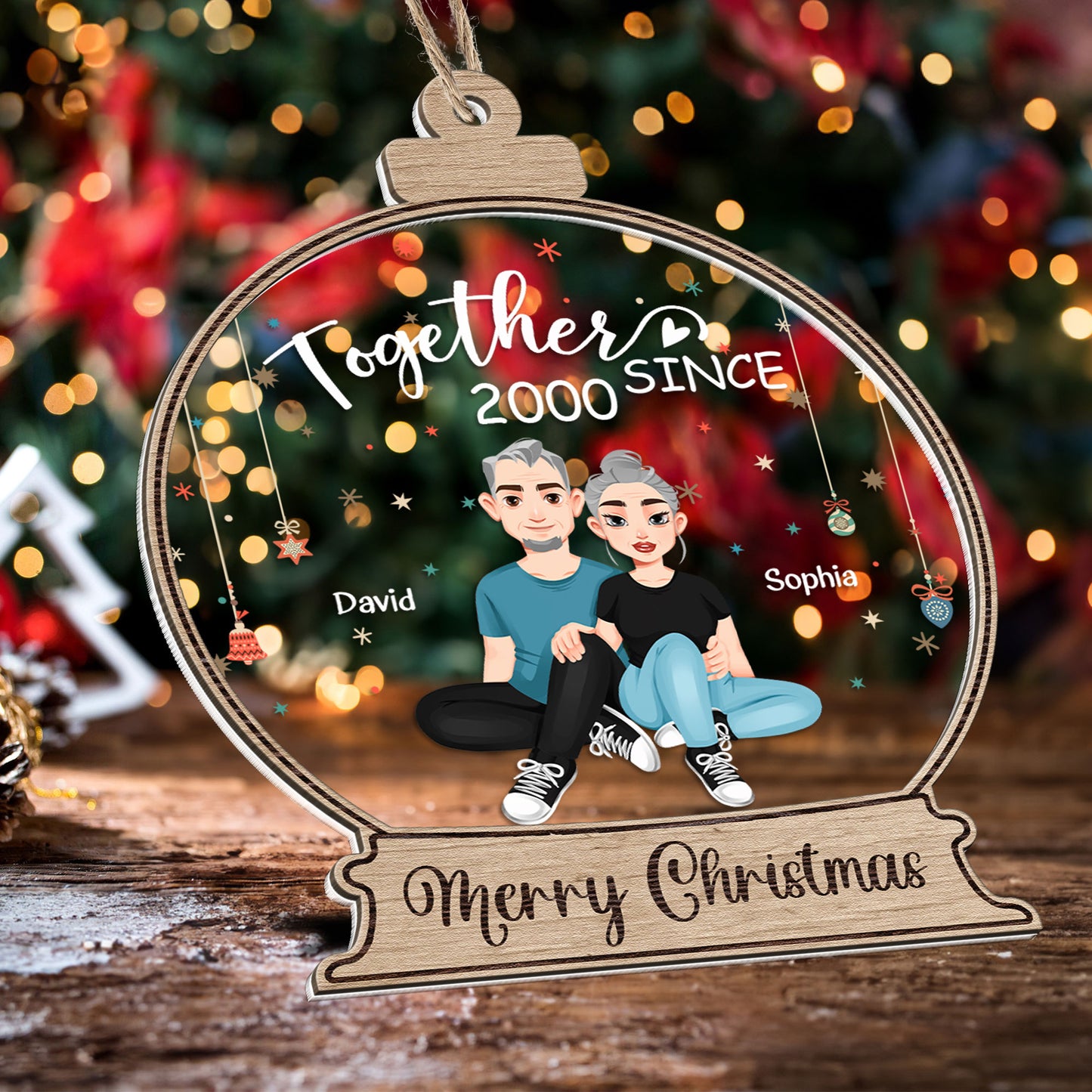 Together Since Couples - Personalized Wood And Acrylic Ornament