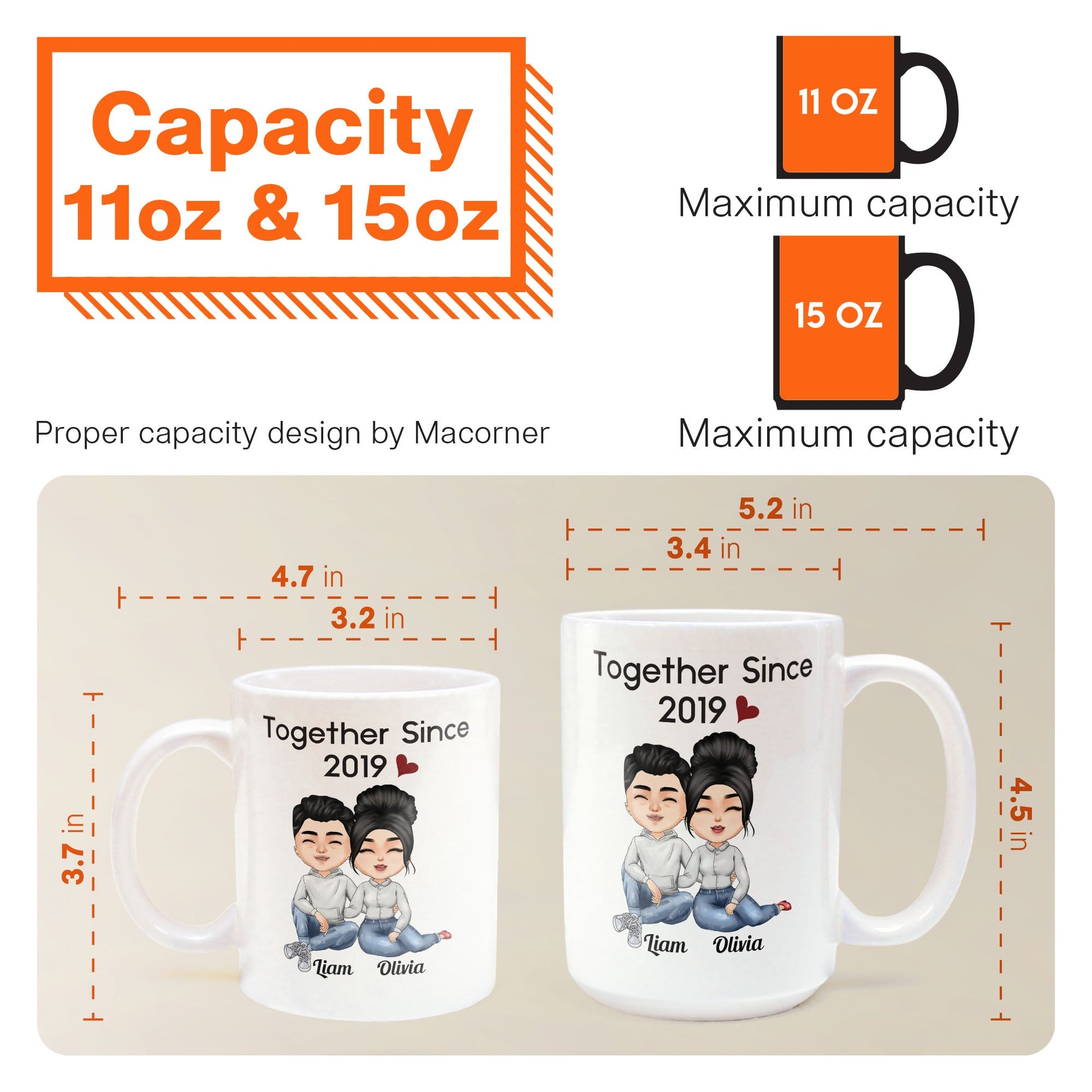 Together Since - Personalized Mug - Anniversary, Valentine's Day Gift For Spouse, Husband, Wife, Lovers, Girlfriend, Boyfriend