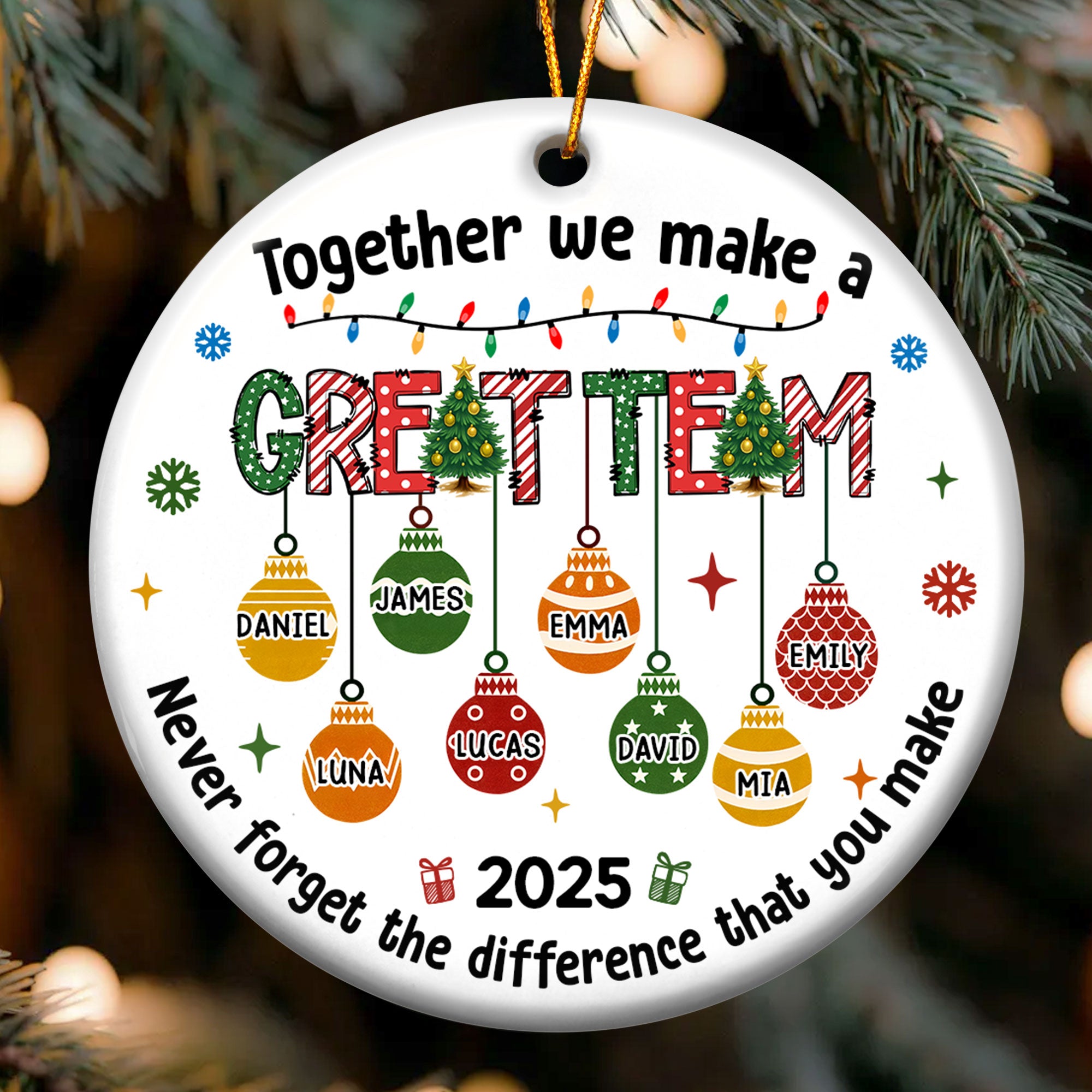 Together We Make A Great Team Thank You Christmas Exchange Gifts - Personalized Ceramic Ornament