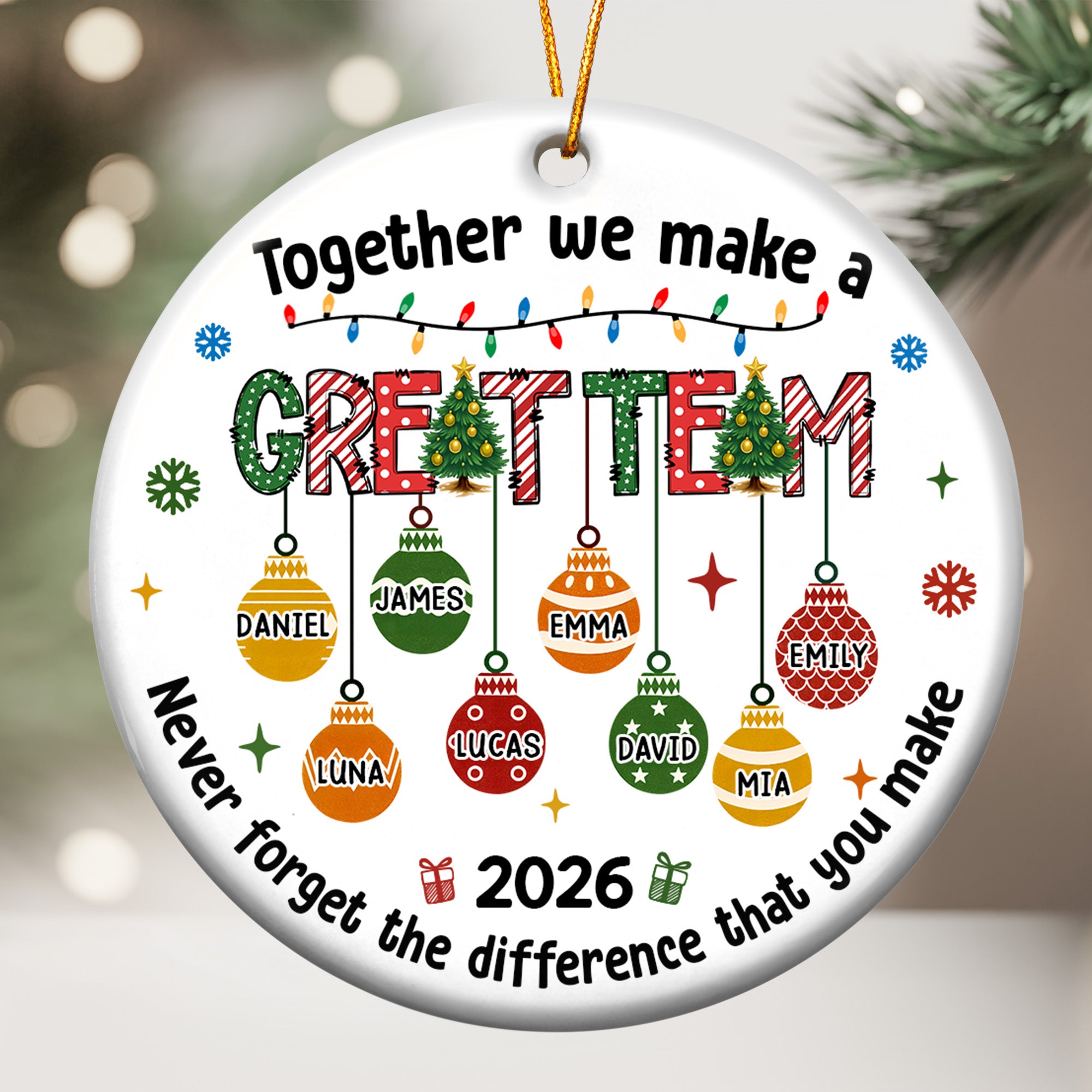 Together We Make A Great Team Thank You Christmas Exchange Gifts - Personalized Ceramic Ornament