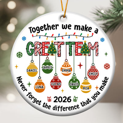 Together We Make A Great Team Thank You Christmas Exchange Gifts - Personalized Ceramic Ornament