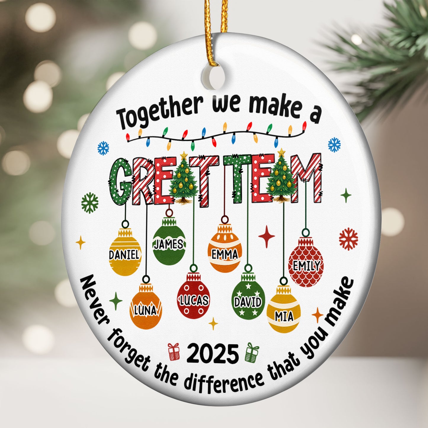 Together We Make A Great Team Thank You Christmas Exchange Gifts - Personalized Ceramic Ornament