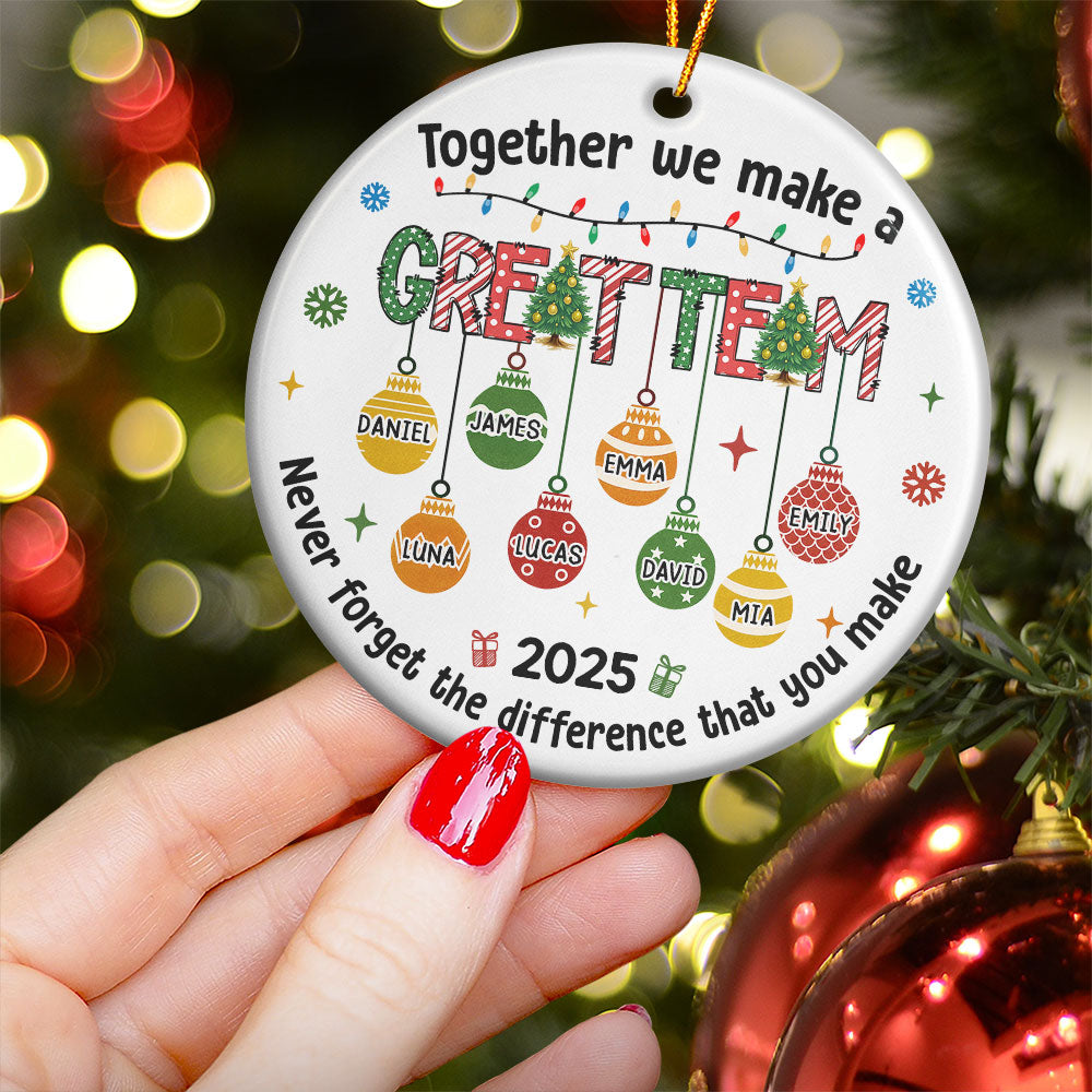 Together We Make A Great Team Thank You Christmas Exchange Gifts - Personalized Ceramic Ornament