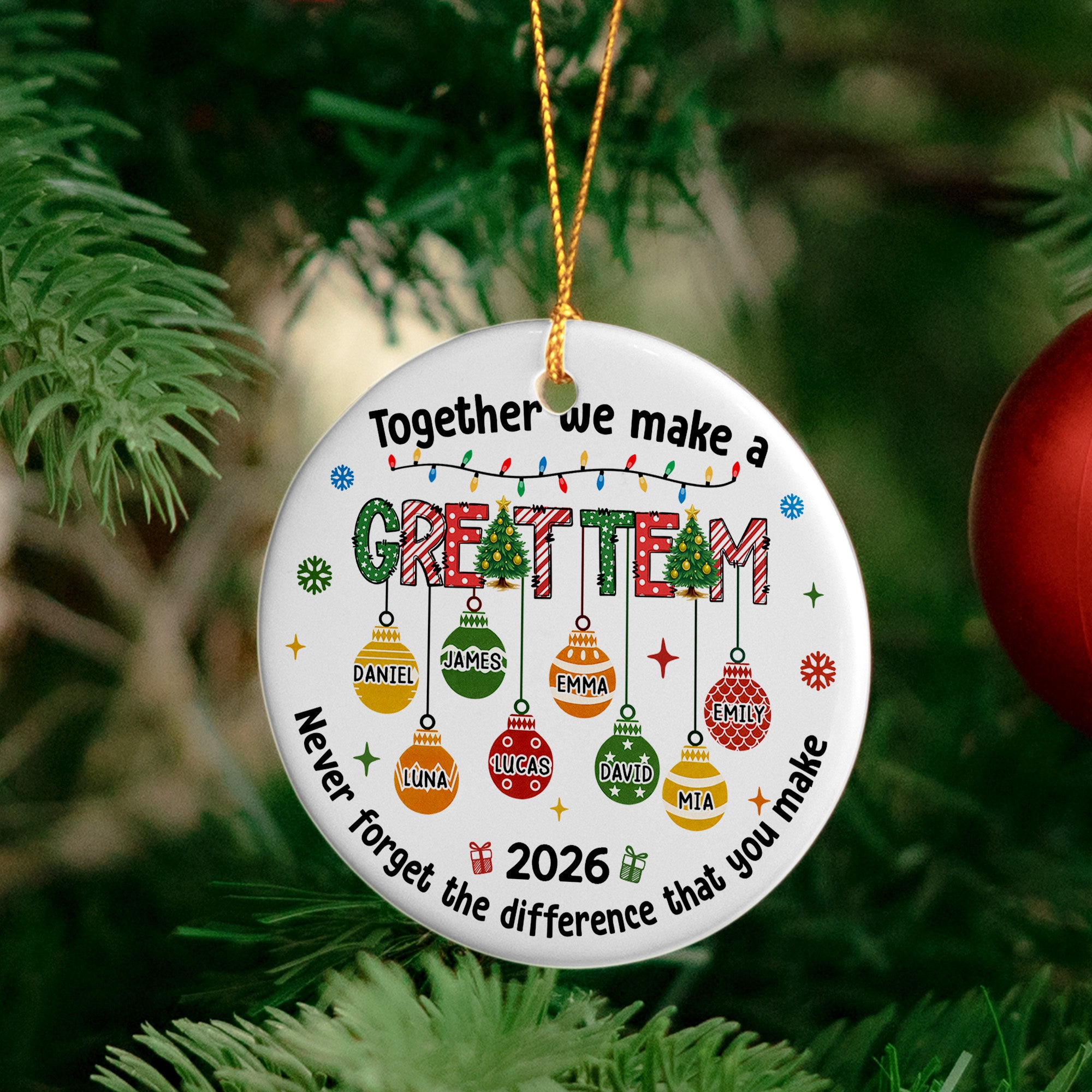 Together We Make A Great Team Thank You Christmas Exchange Gifts - Personalized Ceramic Ornament