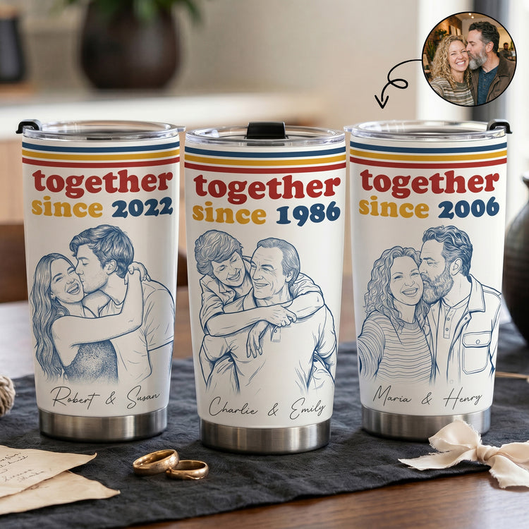 Together-Since-Custom-Photo-Sketch-Line-Art-Anniversary-Gift-For-Him-Her-Personalized-Tumbler-Cup-1