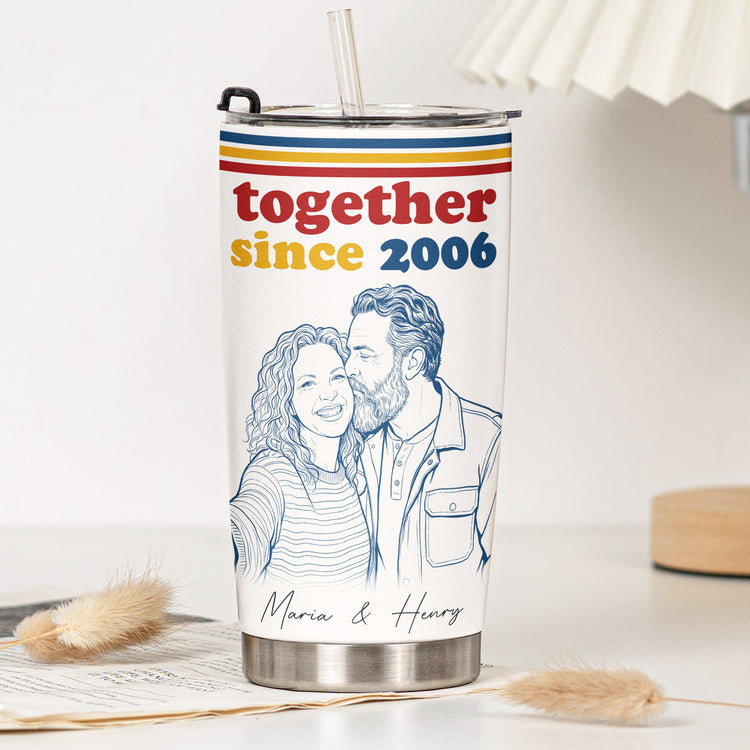Together-Since-Custom-Photo-Sketch-Line-Art-Anniversary-Gift-For-Him-Her-Personalized-Tumbler-Cup-5