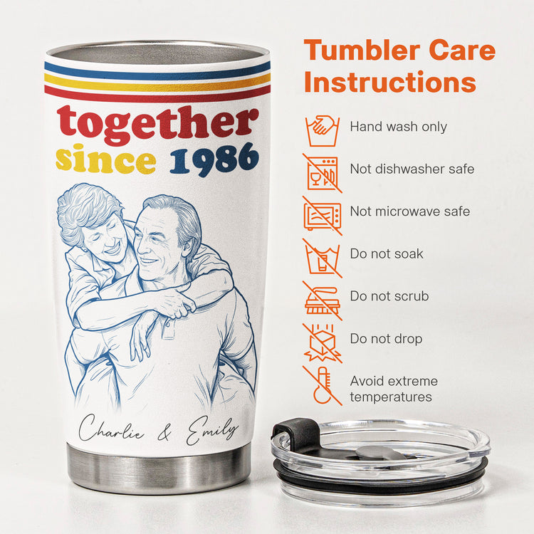 Together-Since-Custom-Photo-Sketch-Line-Art-Anniversary-Gift-For-Him-Her-Personalized-Tumbler-Cup-6