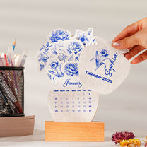 Toile De Jouy Birth Flower - Custom Easel Calendar 2026