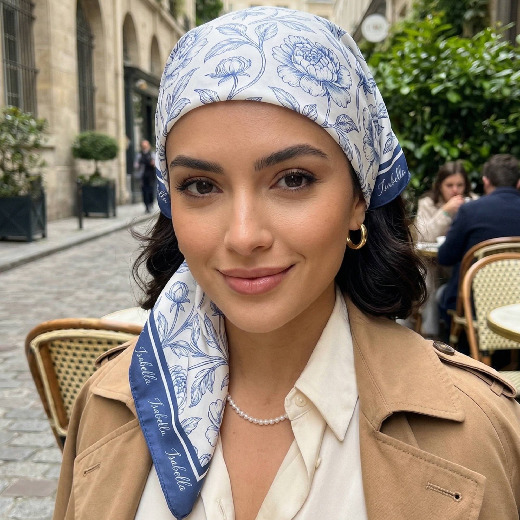 Toile De Jouy Custom Birth Flower Gift For Her, Daughter, Mom, Wife, Sister - Personalized Scarf