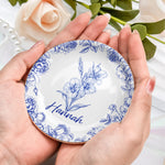 Toile De Jouy Custom Birth Flower - Personalized Jewelry Dish