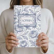 Toile De Jouy Diary Custom Birth Flower Gift For Her, Daughter, Mom, Wife, Sister - Personalized Hardcover Journal