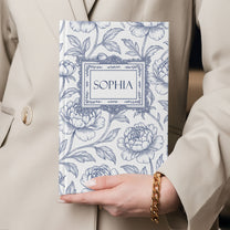 Toile De Jouy Diary Custom Birth Flower Gift For Her, Daughter, Mom, Wife, Sister - Personalized Hardcover Journal