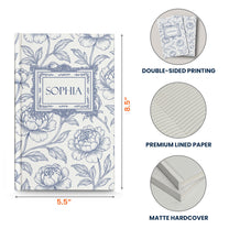 Toile De Jouy Diary Custom Birth Flower Gift For Her, Daughter, Mom, Wife, Sister - Personalized Hardcover Journal