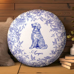 Toile De Jouy Dog Breeds Custom Chinoiserie Style - Personalized Round Pillow