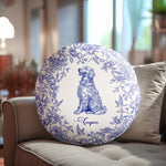 Toile De Jouy Dog Breeds Custom Chinoiserie Style - Personalized Round Pillow