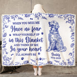 Toile De Jouy Dog Memorial Gift For Dog Mom - Personalized Wearable Blanket Hoodie