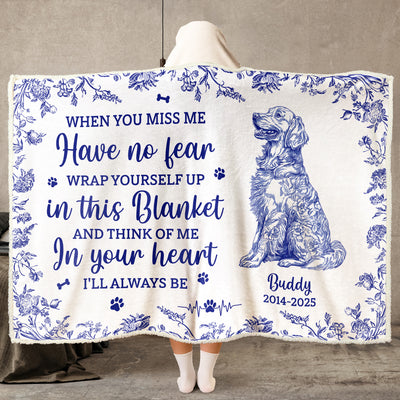 Toile De Jouy Dog Memorial Gift For Dog Mom - Personalized Wearable Blanket Hoodie
