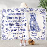 Toile De Jouy Dog Memorial Gift For Dog Mom - Personalized Wearable Blanket Hoodie