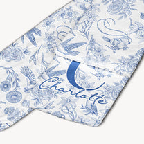 Toile De Jouy Floral Initial - Personalized Fleece Scarf