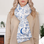 Toile De Jouy Floral Initial - Personalized Fleece Scarf