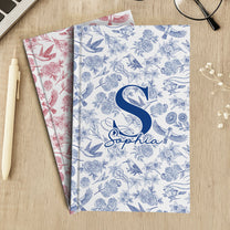 Toile De Jouy Floral Initial - Personalized Hardcover Journal