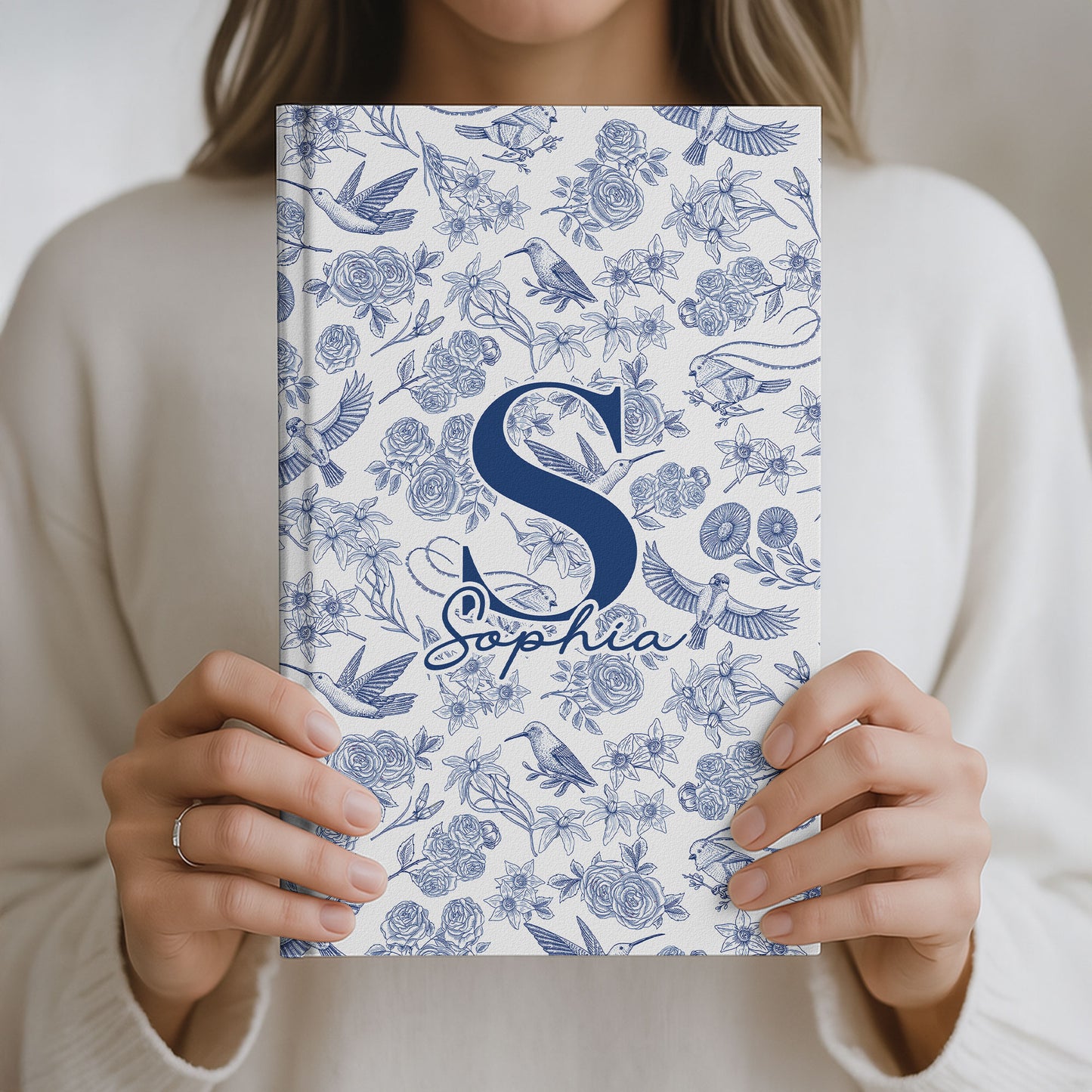 Toile De Jouy Floral Initial - Personalized Hardcover Journal
