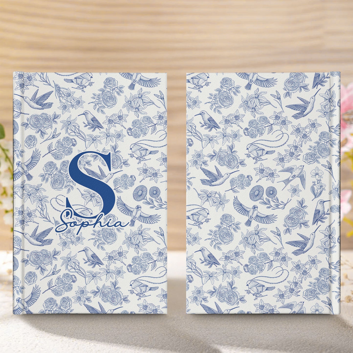 Toile De Jouy Floral Initial - Personalized Hardcover Journal