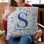 Toile De Jouy Floral Initial - Personalized Pillow (Insert Included)