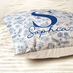 Toile De Jouy Floral Initial - Personalized Pillow (Insert Included)