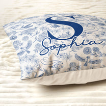 Toile De Jouy Floral Initial - Personalized Pillow (Insert Included)