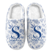 Toile De Jouy Floral Initial - Personalized Slippers