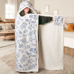 Toile De Jouy Floral Initial - Personalized Wearable Blanket Hoodie