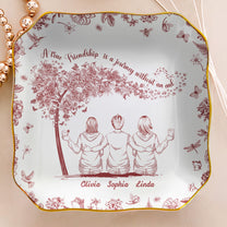 Toile De Jouy Group Of Besties, Sisters, Friends - Thank You Gifts For Her - Personalized Jewelry Dish